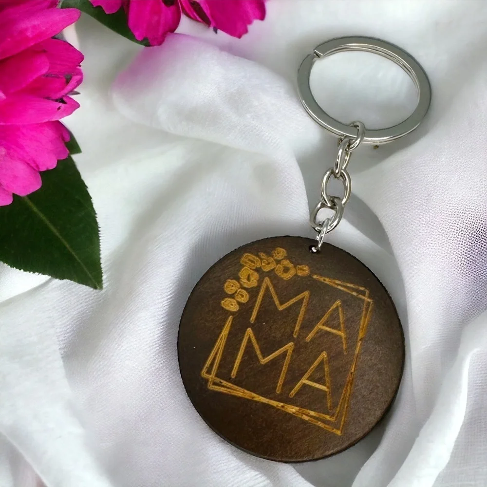 Rustic Wooden Mama Keychain | Boho Tassel Mom Gift